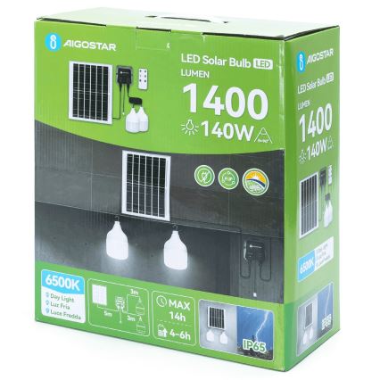 Aigostar - Solarny żyrandol LED 2xLED/70W/12V 12000 mAh 6500K IP65 Ø 12 cm + pilot zdalnego sterowania