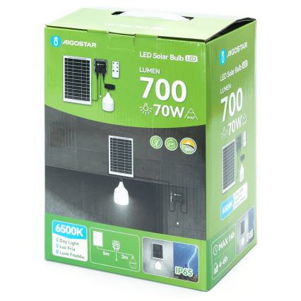 Aigostar - Solarny żyrandol LED/70W/12V 6000 mAh 6500K IP65 śr. 12 cm + zdalne sterowanie