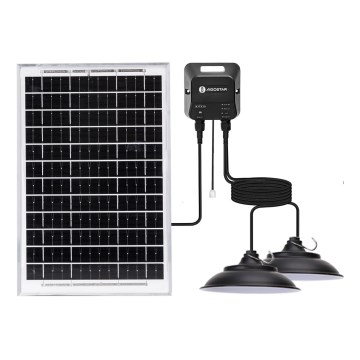 Aigostar - solarny żyrandol LED z czujnikiem 2xLED/35W/12V 6000 mAh 6500K IP65 Ø 15 cm + pilot zdalnego sterowania