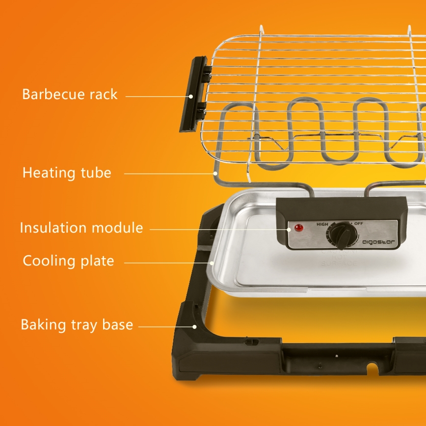 Aigostar - Stołowy grill elektryczny 2000W/230V