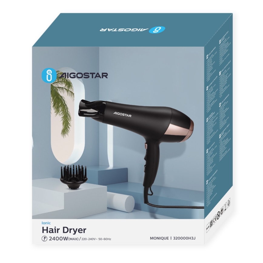 Aigostar - Suszarka do włosów 2400W/230V czarna