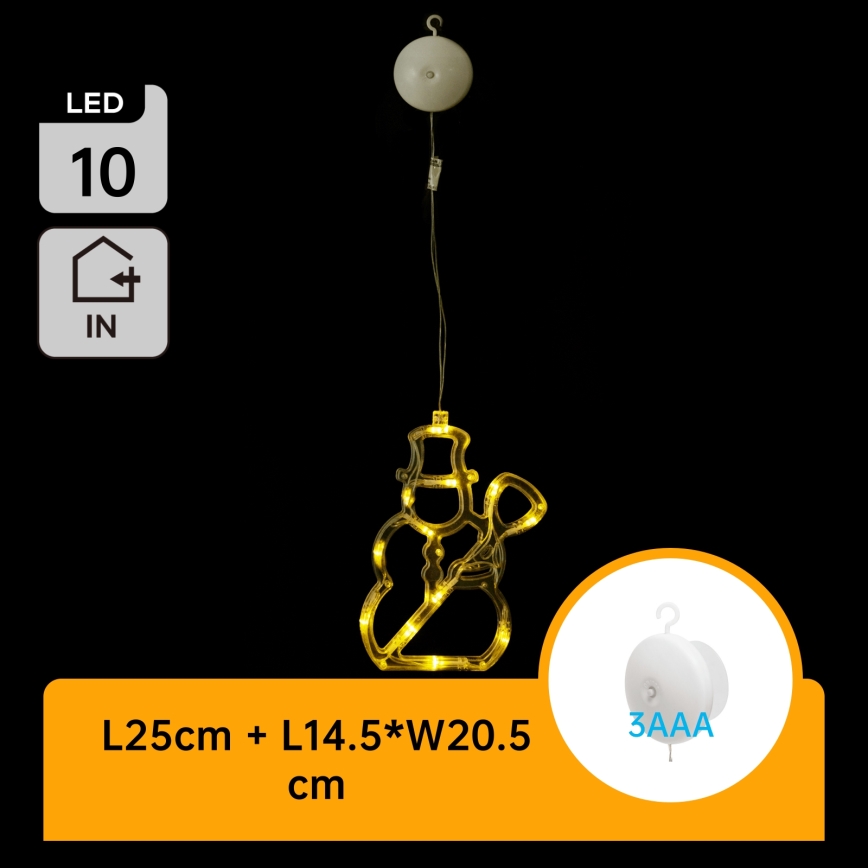 Aigostar - Świąteczna dekoracja LED, 10 diod LED / zasilanie 3x AAA, bałwan, 20,5 cm