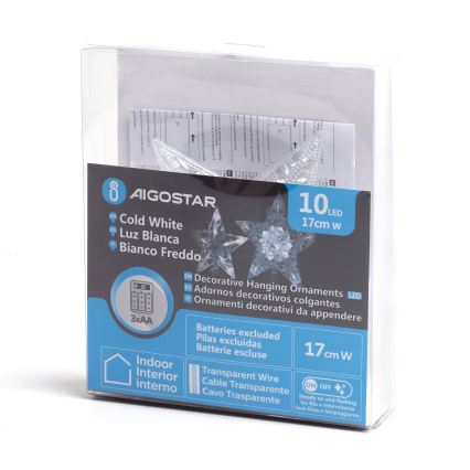 Aigostar - Świąteczna dekoracja LED 10xLED/3xAA zimnobiała gwiazda