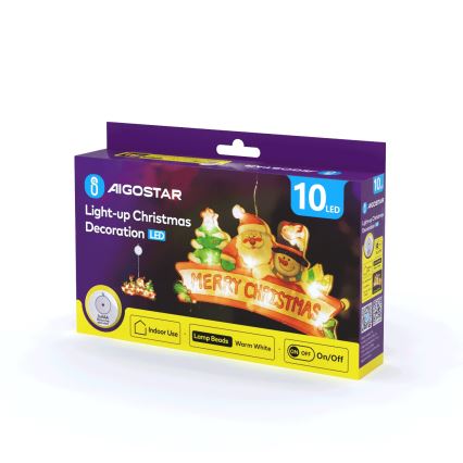 Aigostar - Świąteczna dekoracja LED 10xLED/3xAAA Wesołych Świąt 13 cm