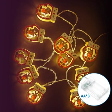Aigostar - Świąteczny łańcuch świetlny LED 20xLED/3xAA 3m, ciepła biała, rękawice