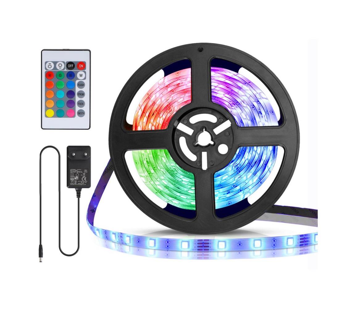 - Taśma LED RGB ściemnialna 5m LED/24W/12/230V IP65 + pilot