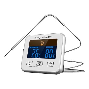 Aigostar - Termometr do mięsa z wyświetlaczem LCD 0-250 °C 2xAAA