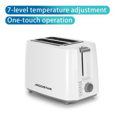Aigostar - Toster z dwoma otworami 750W/230V biały