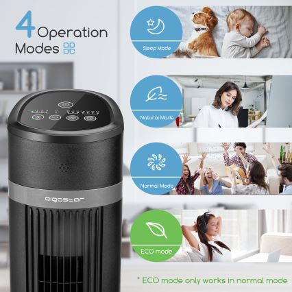 Aigostar - Wentylator kolumnowy 45W/230V czarny + pilot