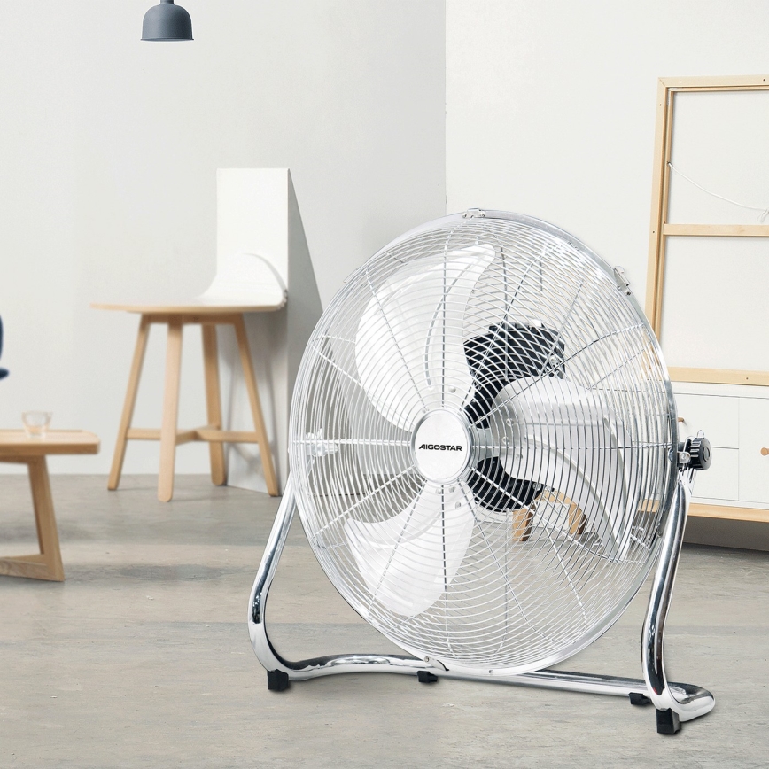 Aigostar - Wentylator podłogowy 100W/230V śr. 54 cm, błyszczący chrom