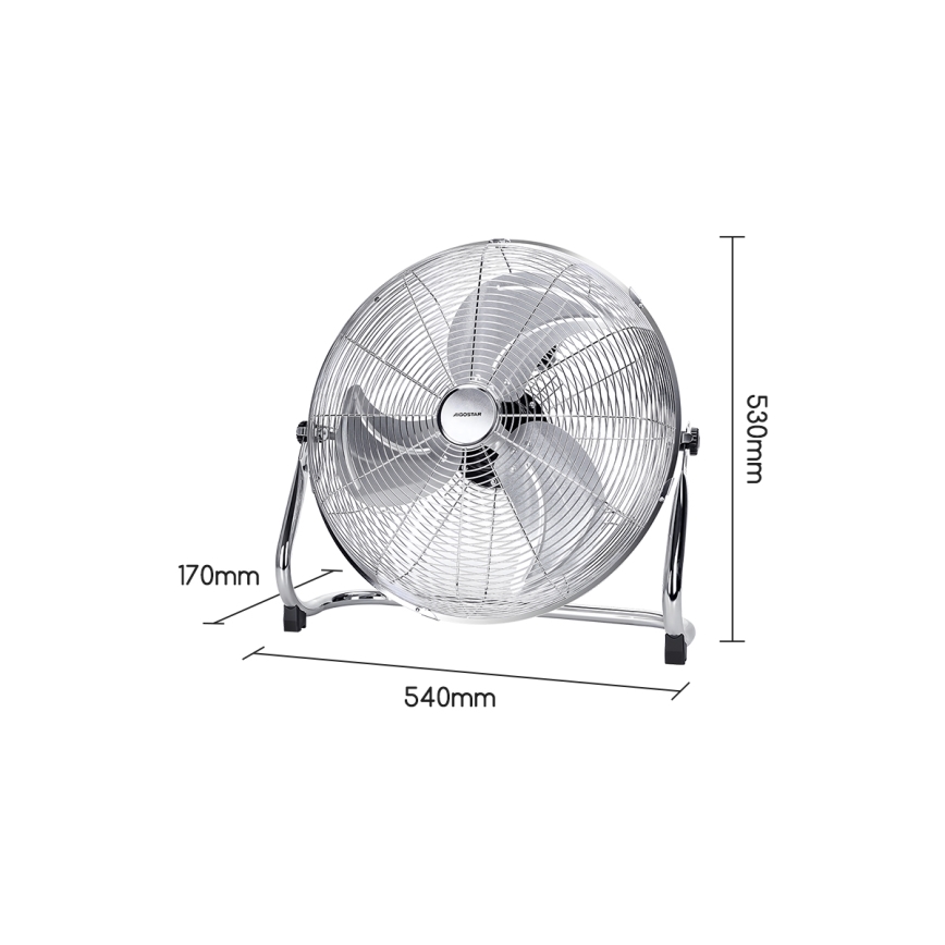 Aigostar - Wentylator podłogowy 100W/230V śr. 54 cm, błyszczący chrom