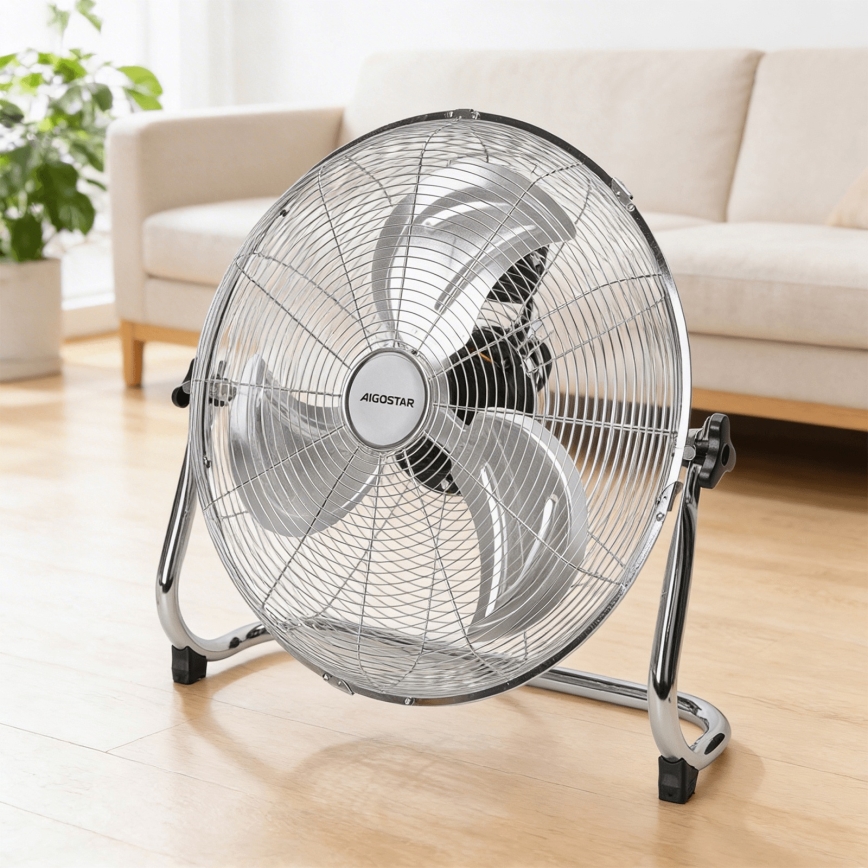 Aigostar - Wentylator podłogowy 100W/230V śr. 54 cm błyszczący chrom