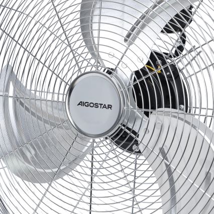 Aigostar - Wentylator podłogowy 100W/230V śr. 54 cm błyszczący chrom