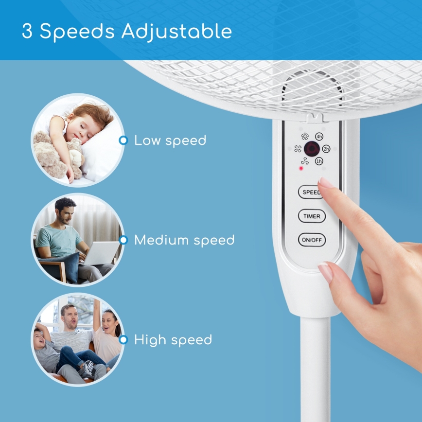 Aigostar - Wentylator podłogowy 40W/230V 120 cm biały