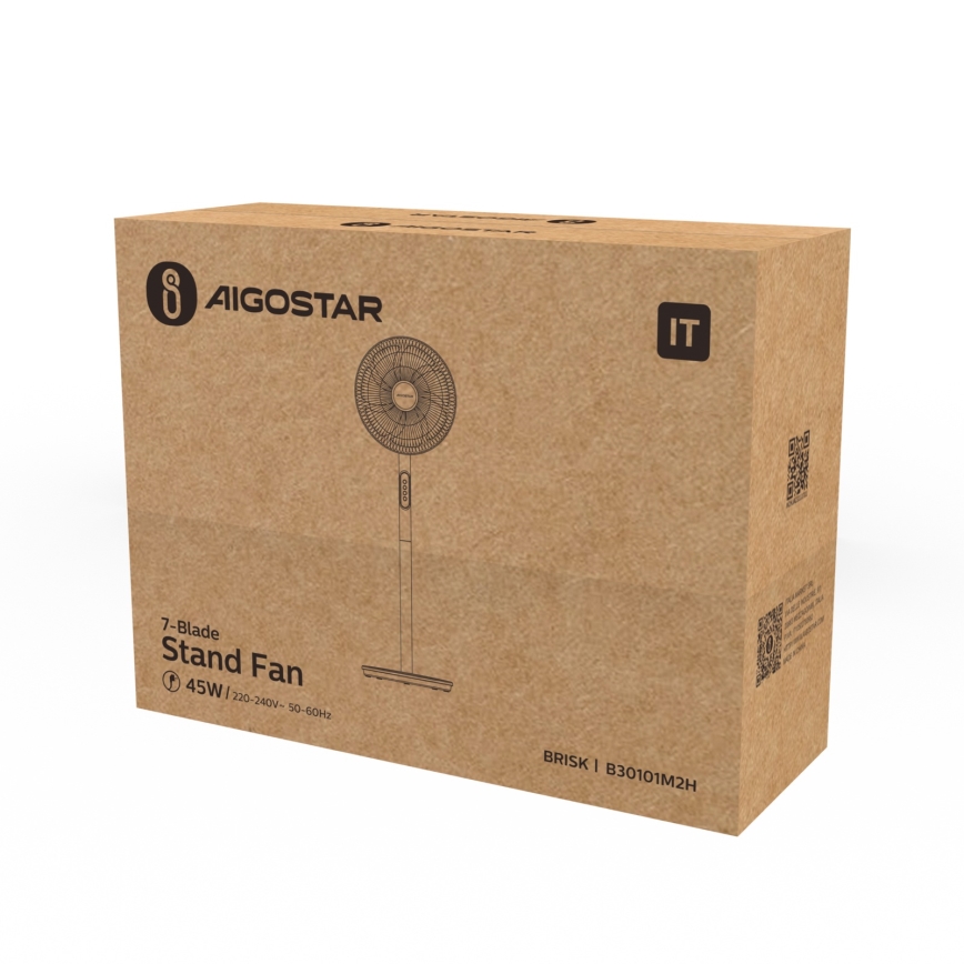 Aigostar - Wentylator podłogowy 45W/230V 110 cm biały