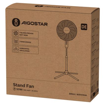 Aigostar - Wentylator podłogowy 50W/230V 120 cm biały