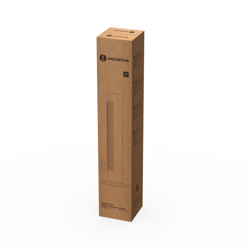 Aigostar - Wentylator podłogowy 50W/230V biały + pilot zdalnego sterowania