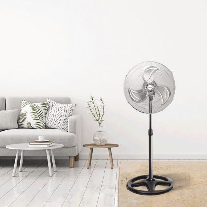 Aigostar - Wentylator podłogowy 55W/230V chrom błyszczący/czarny