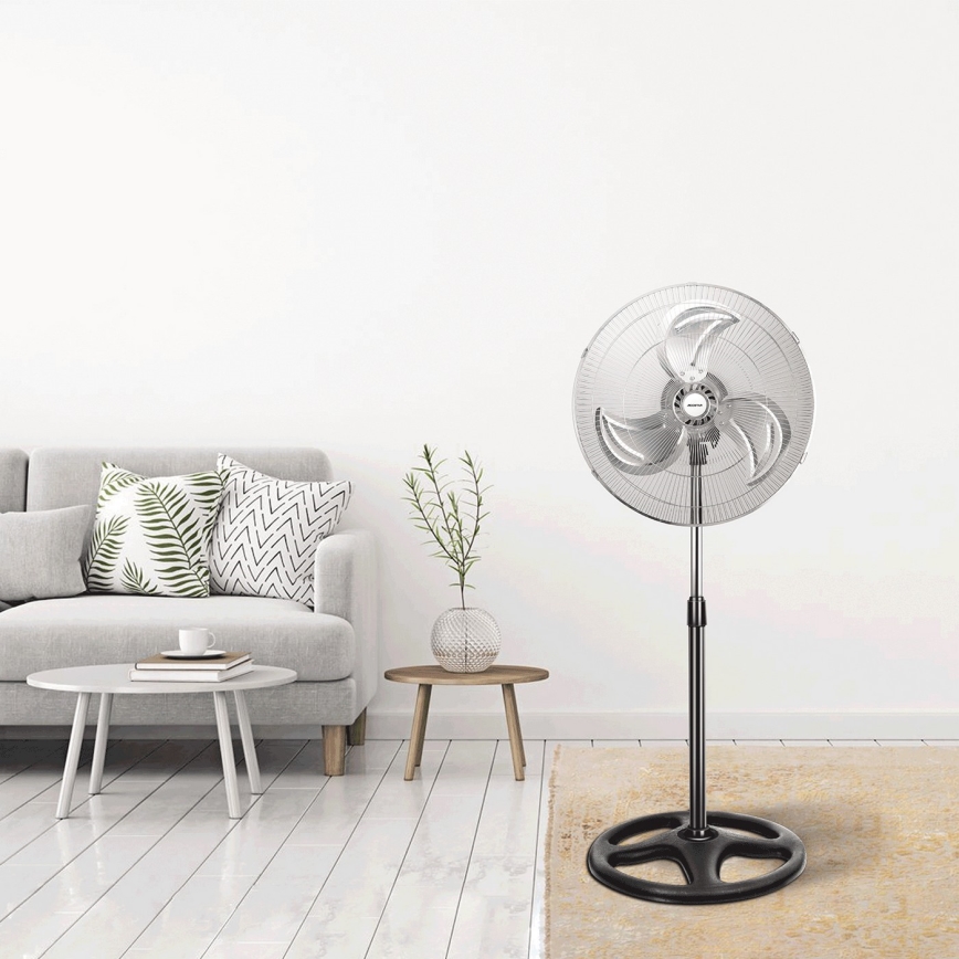 Aigostar - Wentylator podłogowy 55W/230V chrom błyszczący/czarny