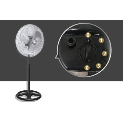 Aigostar - Wentylator podłogowy 55W/230V chrom błyszczący/czarny