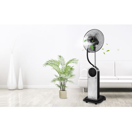 Aigostar - Wentylator podłogowy z efektem mgły 95W/230V czarny/szary + pilot zdalnego sterowania