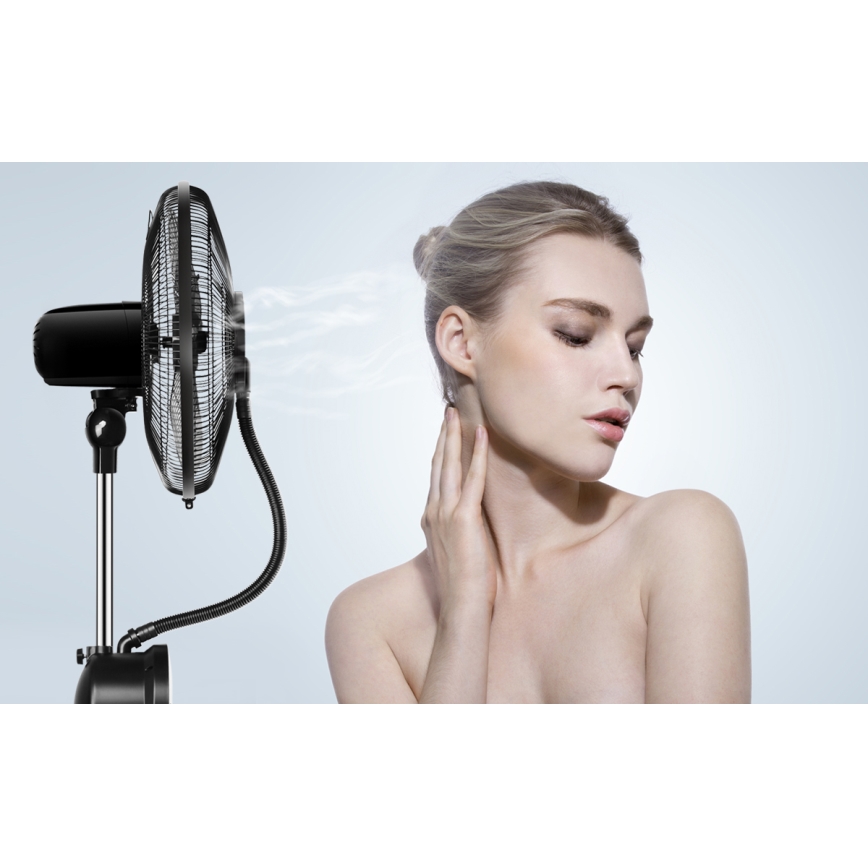 Aigostar - Wentylator podłogowy z efektem mgły 95W/230V czarny/szary + pilot zdalnego sterowania