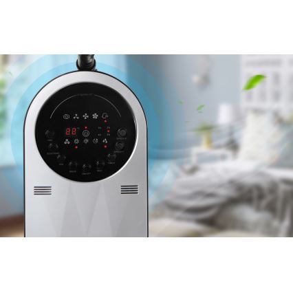 Aigostar - Wentylator podłogowy z efektem mgły 95W/230V czarny/szary + pilot zdalnego sterowania