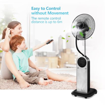 Aigostar - Wentylator podłogowy z efektem mgły MIST 95W/230V + pilot zdalnego sterowania