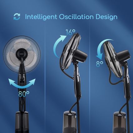 Aigostar - Wentylator podłogowy z natryskiem wodnym 75W/230V + pilot