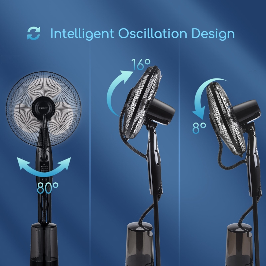 Aigostar - Wentylator podłogowy z natryskiem wodnym 75W/230V + pilot