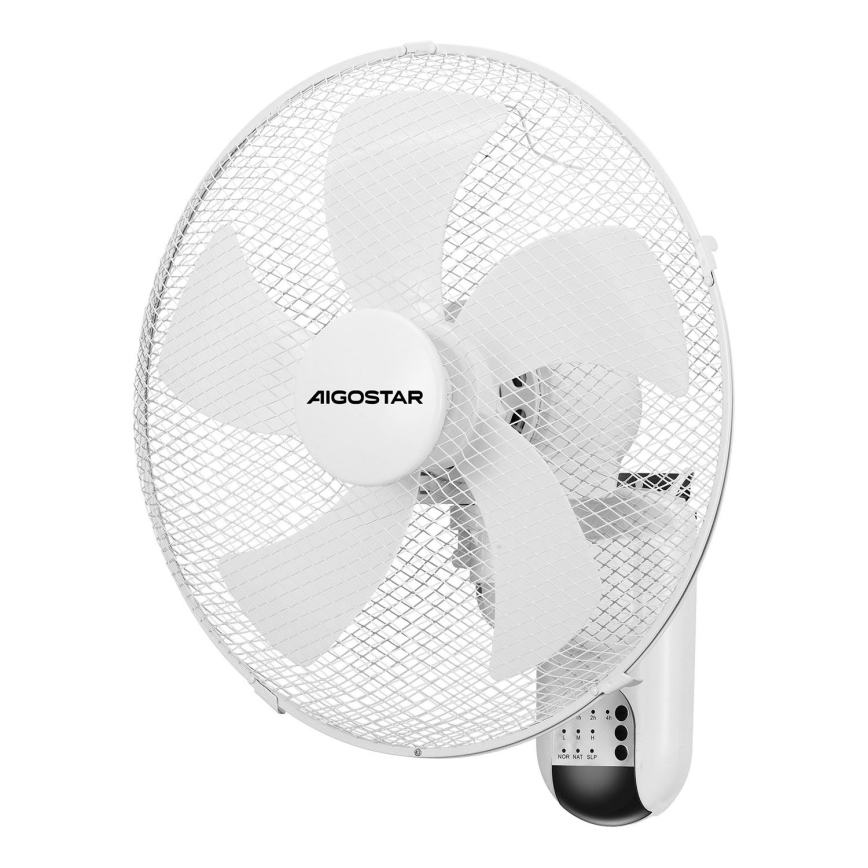 Aigostar -  Wentylator ścienny 45W/230V biały + pilot zdalnego sterowania