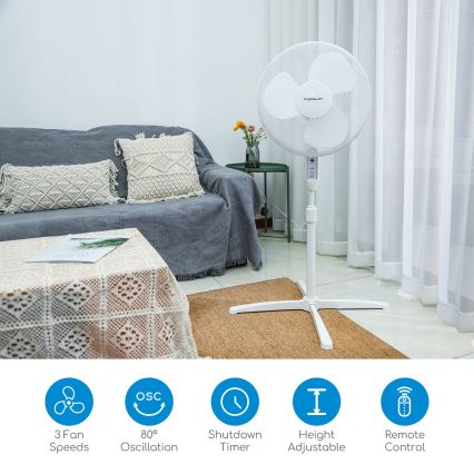 Aigostar - Wentylator stojący 40 W/230 V, średnica 40 cm, biały