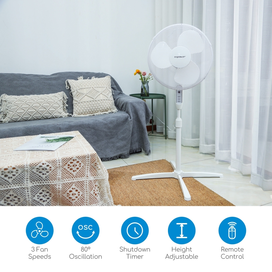 Aigostar - Wentylator stojący 40 W/230 V, średnica 40 cm, biały