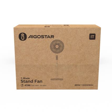 Aigostar - wentylator stojący 45 W/230 V Ø 35 cm, biały