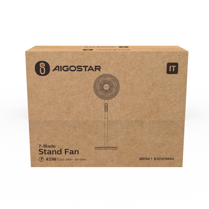 Aigostar - wentylator stojący 45 W/230 V Ø 35 cm, biały
