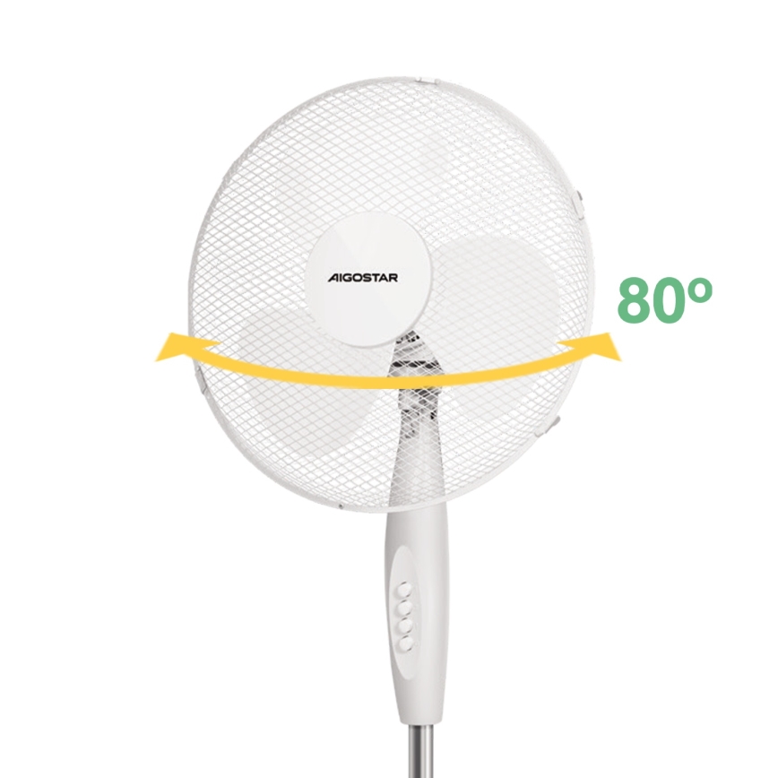 Aigostar - Wentylator stojący 45W/230V 125 cm biały