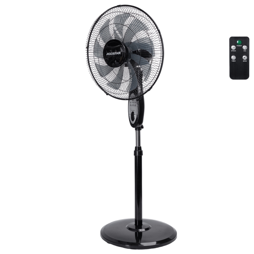 Aigostar - Wentylator stojący 60W/230V 130 cm czarny + z pilotem
