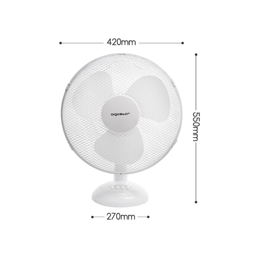 Aigostar - Wentylator stołowy 45W/230V 34 cm biały