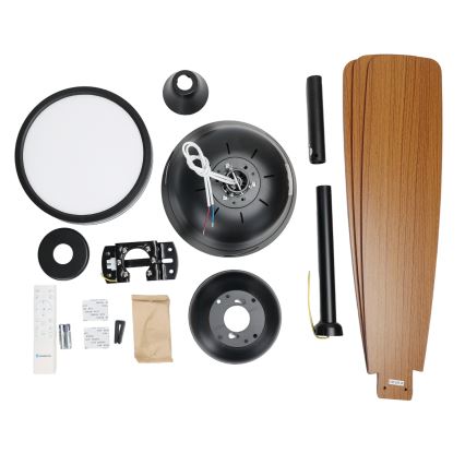 Aigostar - LED sufitowy wentylator z regulacją jasności LED/20W/230V 2700-6500K 132 cm brązowy + pilot zdalnego sterowania