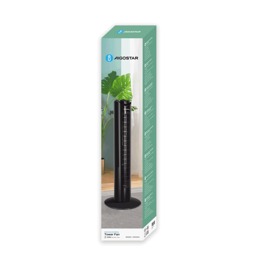 Aigostar - Wentylator wieżowy 45W/230V czarny