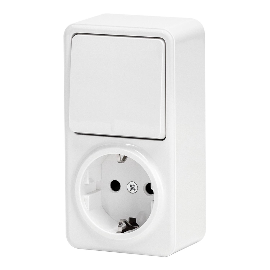 Aigostar - Włącznik domowy 1P z gniazdem 1x10A/250V SCHUKO
