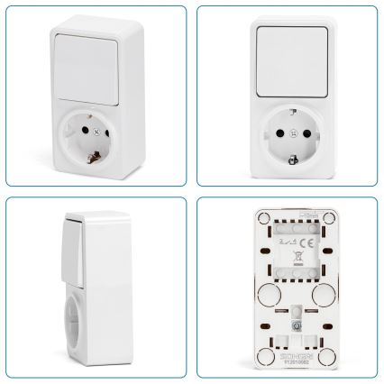 Aigostar - Włącznik domowy 1P z gniazdem 1x10A/250V SCHUKO