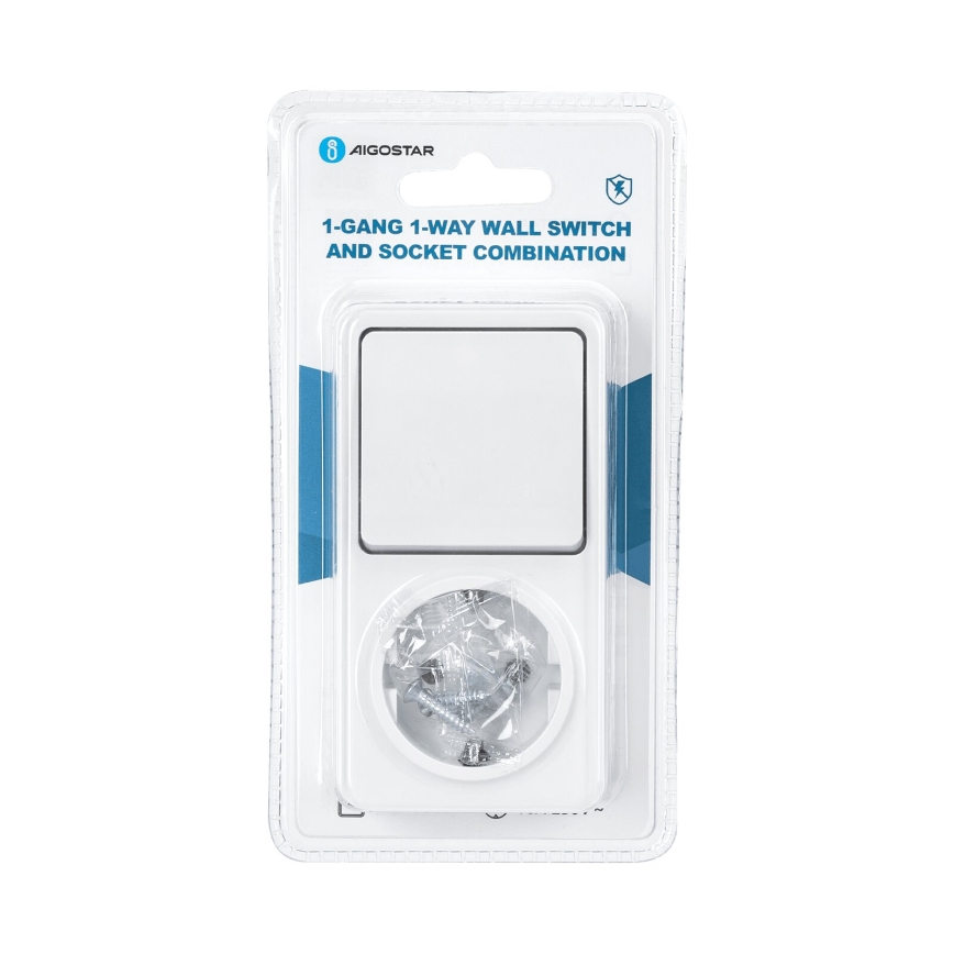 Aigostar - Włącznik domowy 1P z gniazdem 1x10A/250V SCHUKO