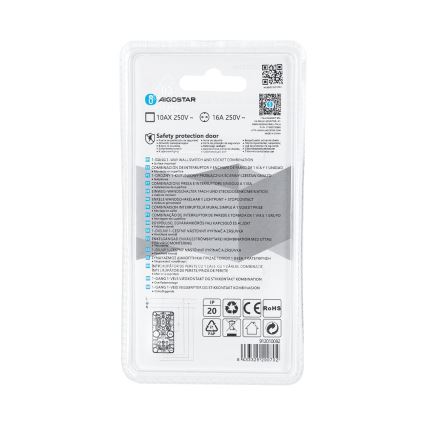 Aigostar - Włącznik domowy 1P z gniazdem 1x10A/250V SCHUKO