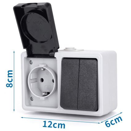Aigostar - Włącznik domowy AC z gniazdkiem 250V/16A IP54