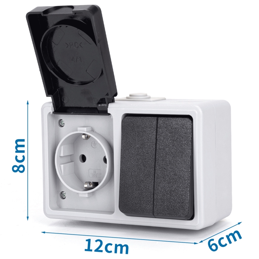 Aigostar - Włącznik domowy AC z gniazdkiem 250V/16A IP54