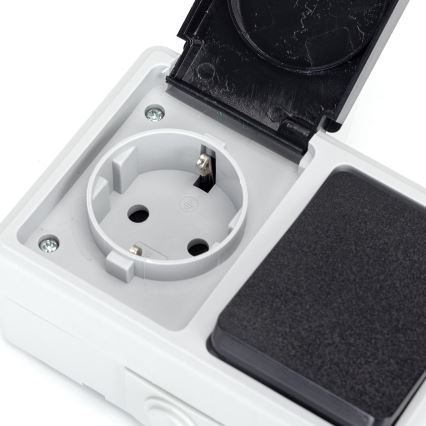 Aigostar - Włącznik zewnętrzny 1P z gniazdkiem 1x16A/250V IP54 SCHUKO