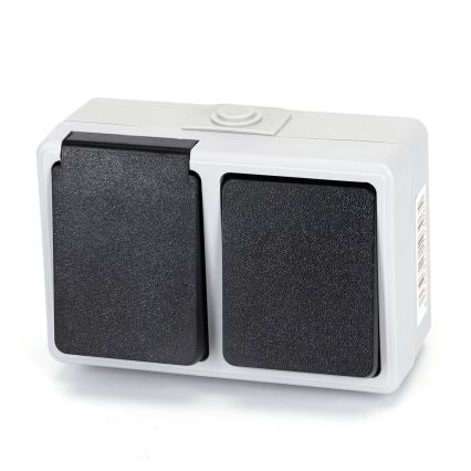 Aigostar - Włącznik zewnętrzny 1P z gniazdkiem 1x16A/250V IP54 SCHUKO