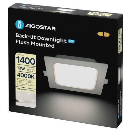 Aigostar - wpuszczana oprawa sufitowa LED/12W/230V 4000K 17,5x17,5 cm biała