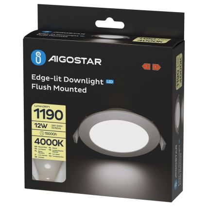 Aigostar - Wpuszczana oprawa sufitowa LED/12W/230V/4000K Ø 17 cm biała